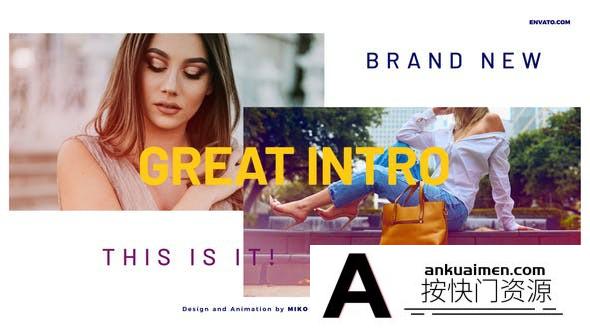 [开场片头]时尚视频短片花絮包装片头AE模板- Intro Vlog Photo Logo