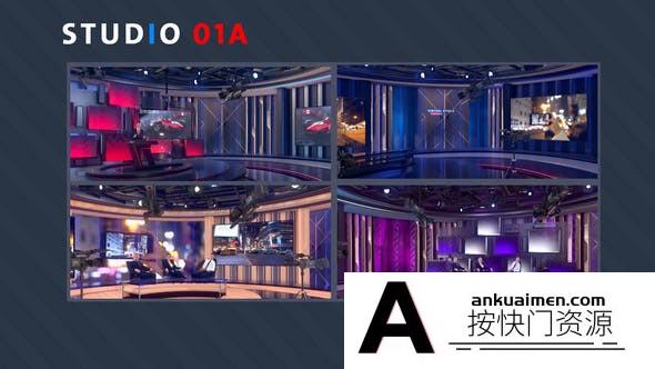 [三维AE模板]新闻三维虚拟演播室场景动画AE模板-STUDIO 01A