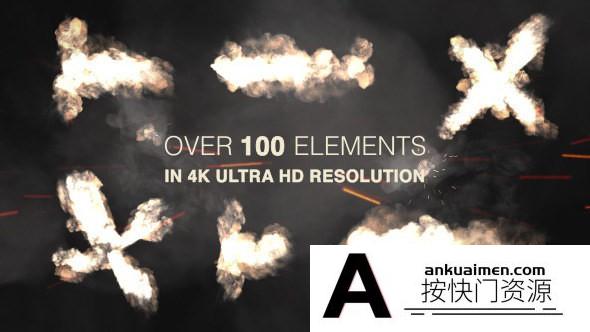 [高清视频素材][素材发布]4K高清102组动作枪战电影枪口火焰闪光火花特效素材