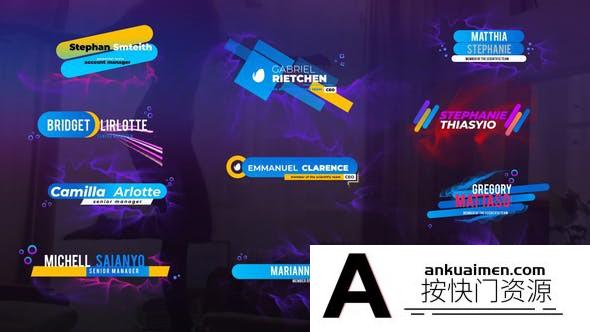 [文字标题]20组粒子人名字幕条动画AE模板- Particles and Dynamic Lower