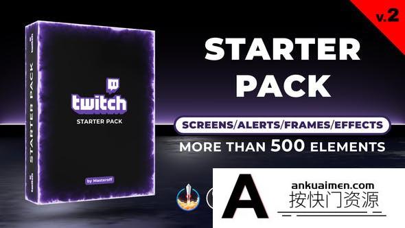 [创意特效]网络直播边框背景元素包装动画AE模板- Twitch Starter Pack