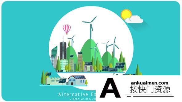 [开场片头]扁平化卡通能源介绍MG动画片头AE模板- Alternative Energy Intro