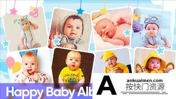 [卡通儿童]儿童生日照片相册片头AE模板 Happy Baby Album Slideshow