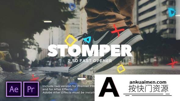 [Premiere预设]PR预设-图形切割快闪图片开场PR预设模板 Stomper Fast Opener