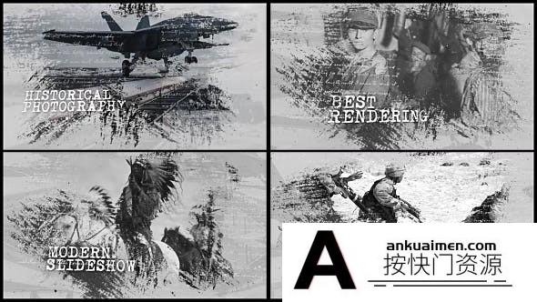 [开场片头]黑白回忆历史照片开场AE模板- History Opener