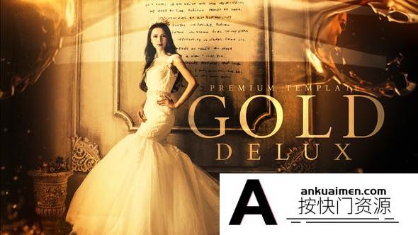 [婚礼AE模板]金色奢华婚礼照片开场AE模板- Gold Delux