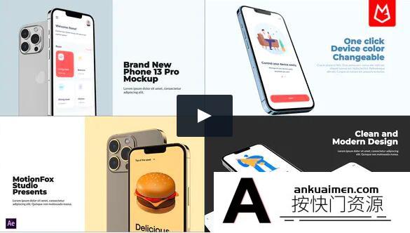 [APP模板]iPhone 13手机APP展示片头AE模板- App Presentation Phone 13 Pro Mockup