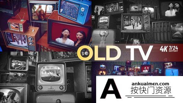 [创意特效]老电视视频播放展示AE模板- Old TV