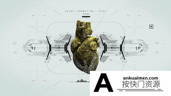 [三维AE模板]三维科技感心脏动画AE模板- HUD Medical Interface Heart