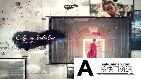 [相册AE模板]复古水墨照片相册空间感片头AE模板- Vintage Slideshow