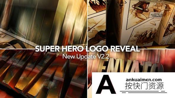 [卡通儿童]卡通漫画英雄电影片头AE模板- Super Hero Logo Reveal Title V2