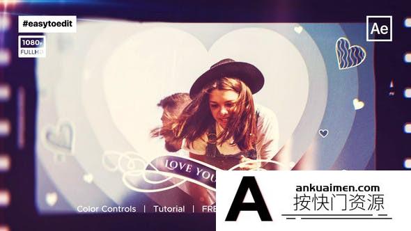 [相册AE模板]甜蜜爱情浪漫情侣照片相册片头AE模板- Lovely Slideshow