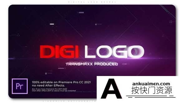 [Premiere模板]PR-简约HUD设计制作军事视频科技公司数字标志LOGO模板 Digital Logo Reveal
