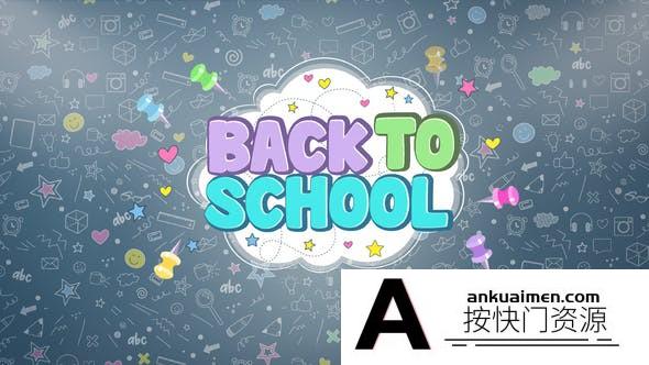 [宣传推广]卡通学校包装展示片头AE模板-4K Back To School Opener