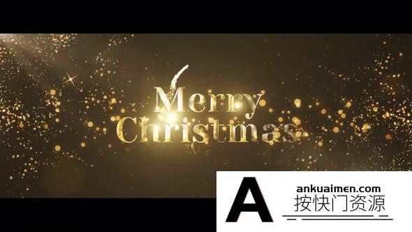 [开场片头]金色粒子文字圣诞节片头AE模板- Christmas Greetings