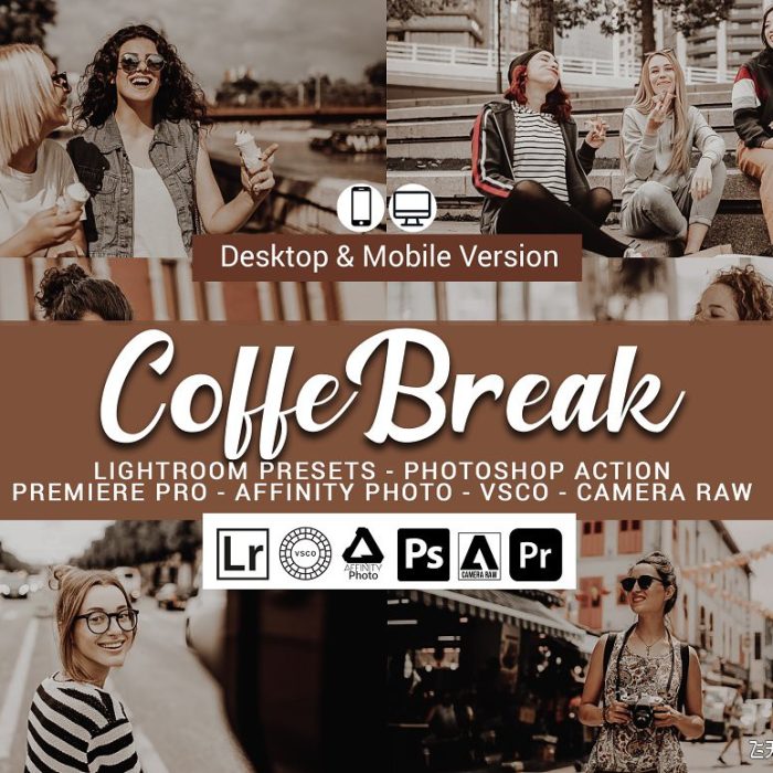 [胶片LR预设]咖啡色褪色电影胶片Lightroom预设/PS动作/电影LUT预设 Coffee Break Presets