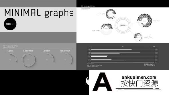 [创意特效]简洁信息数据图表动画AE模板- Minimal Graphs Vol 2