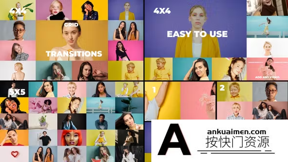 [Premiere转场]PR简约网格转场过渡特效模板Grid Transitions for Premiere Pro