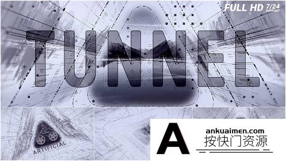[开场片头]三角形隧道科技感视频片头AE模板- Tunnel