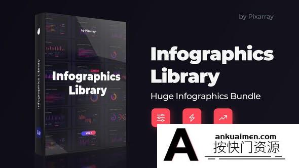 [MG模板]16组信息数据柱状图动画AE模板- Infographics Library
