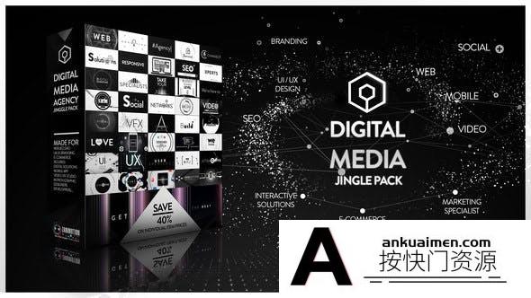 [栏目包装]AE模板-科技感包装展示片头动画AE模板  Media Agency Jingle Pack