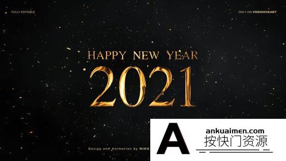 [倒计时模板]大气晚会黄金粒子30秒数字倒数2021年新年倒计时-AE模板