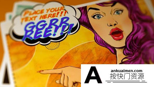 [相册AE模板]卡通漫画镜头相册片头AE模板- Comic Slide