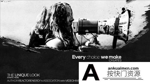 [开场片头]AE模板-黑白笔刷遮罩宣传片头 Black White Unique Trailer