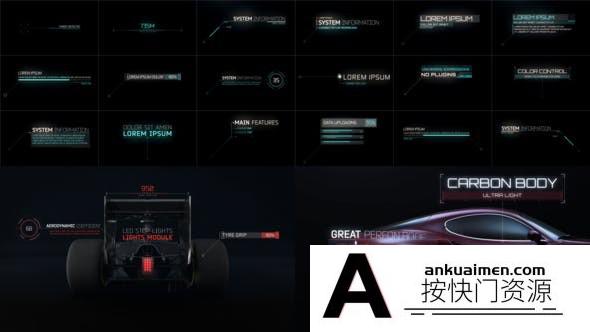 [创意特效]科技感呼叫指示线动画AE模板- HUD Call out