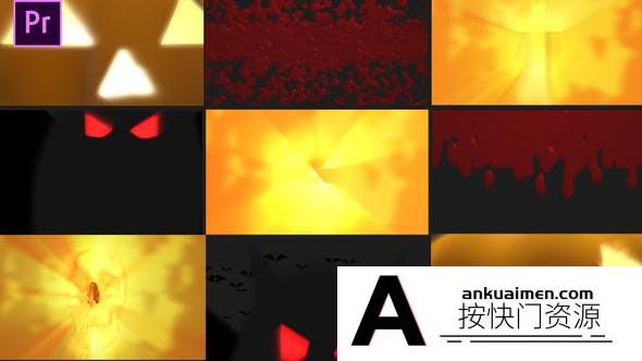 [Premiere转场]PR模板-万圣节主题风格视频剪辑过渡转场效果动画模板 Halloween Transitions