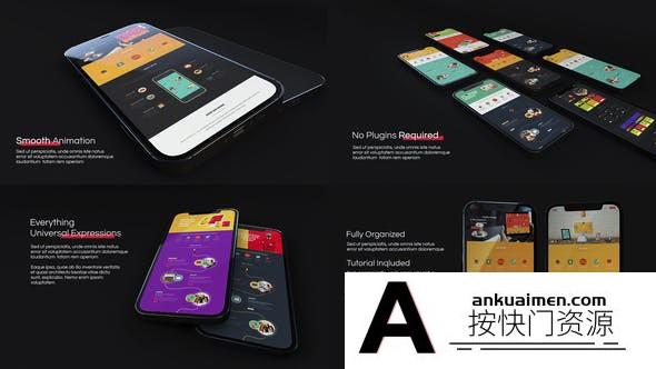 [APP模板]iPhone 12三维手机APP宣传展示动画AE模板- Black Room App Presentation Phone 12