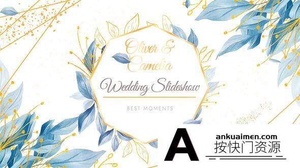 [相册AE模板]水彩遮罩婚礼照片相册片头AE模板- INK Wedding Slideshow