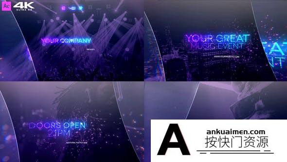 [开场片头]时尚音乐视频宣传片头AE模板- The Great Music Event v2