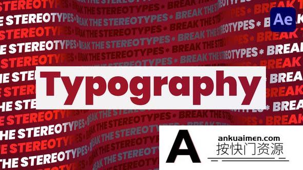 [文字标题]时尚文字排版时尚片头AE模板-Abstract Typography Promo