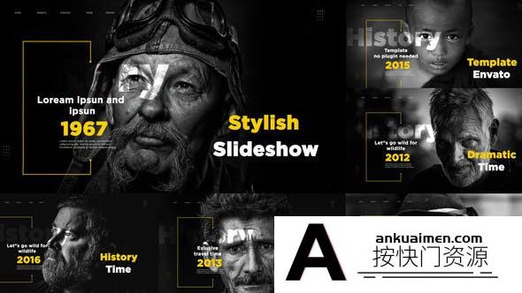 [开场片头]人物事件介绍片头AE模板- Documentary History Slideshow