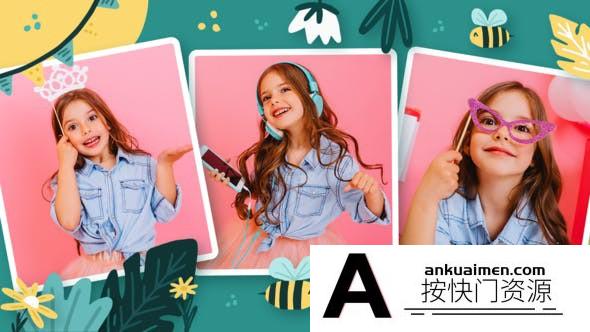 [卡通儿童]卡通儿童照片相册生日片头AE模板- Happy Birthday Kayla