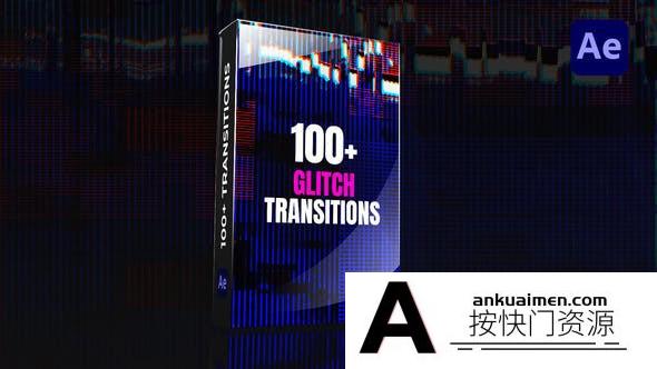 [AE转场]100组视频信号损坏无缝转场AE脚本模板- Glitch Transitions