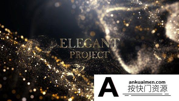 [创意特效]金色粒子背景文字标题颁奖片头AE模板- Awards Eleghant Titles
