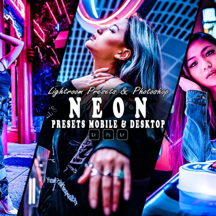 [人像LR预设]霓虹灯夜景人像后期调色Lightrom预设Neon Action & Lightrom Presets