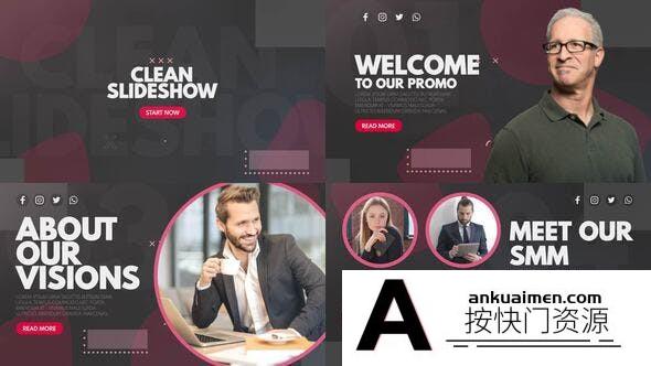 [开场片头]AE模板-商务包装介绍开场AE美女 Clean Slideshow