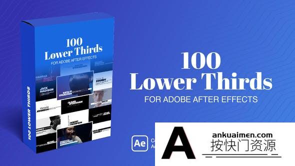 [文字标题]100组下三分之一人名字幕条动画AE模板- Lower Thirds