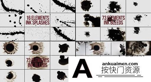 [特效视频素材][素材发布]120个水墨滴落飞溅扩散渗透动画水墨飞溅动画合成视频素材