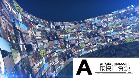 [相册AE模板]曲线视频照片墙开场AE模板- Curved Video Wall Intro Pack