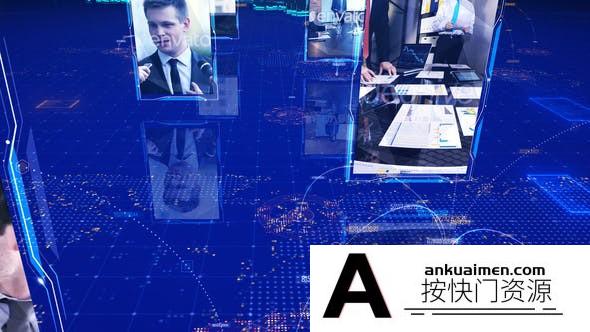 [三维AE模板]三维场景连线图片视频展示片头AE模板- Global Connection Opener