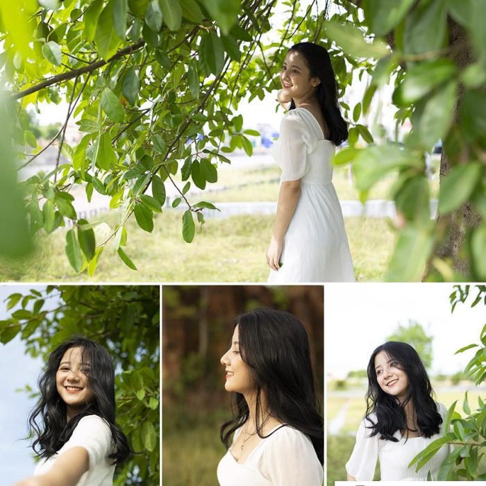 [时尚人像RAW原图]13P夏日清新日系大树底下好乘凉白裙美女摄影RAW原图素材