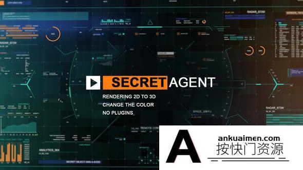 [HUD模板]HUD科技感元素界面图形数据动画AE模板- Secret agent