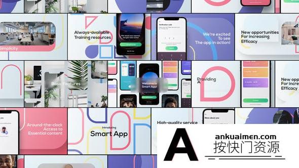 [开场片头]时尚商务手机APP内容宣传展示片头AE模板- Smart App Promo