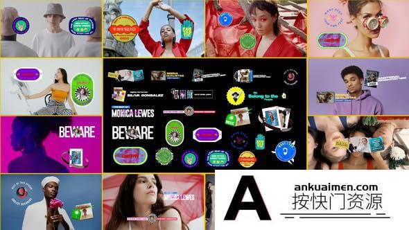 [文字标题]个性化标签字幕条动画AE模板- Lower Thirds Vibrant