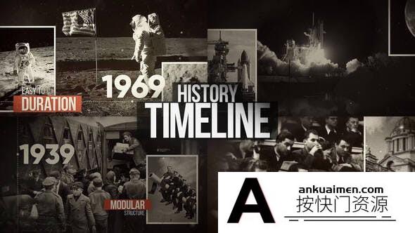 [宣传推广]复古历史时间线图片展示片头AE模板- History Timeline Slideshow