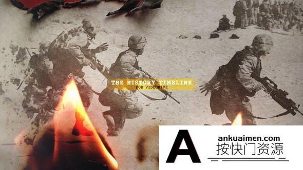 [宣传推广]火焰燃烧纸张历史照片开场AE模板- The History Timeline